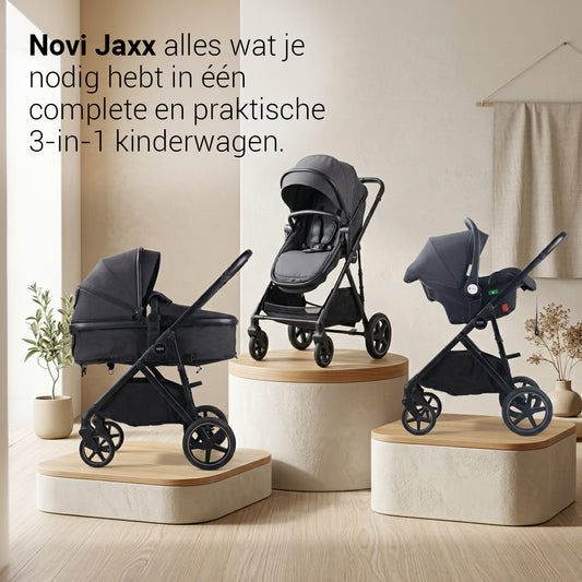 Kinderwagen Novi Jaxx 3-in-1 Black Melange met Autostoel