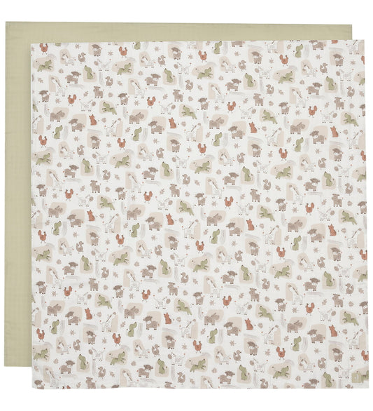 Jollein Wikkeldoek - Mousseline - 2-pack - 115x115 - Kindermaatj - Jollein - OneSize - Wikkeldoeken