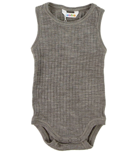 Joha Romper mouwloos - Wol - Bruin Gevlekt - Joha - 110 - Rompers Mouwloos