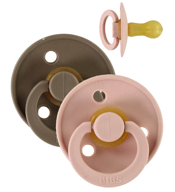 BIBS Colour Fopspenen - Maat 2 - 2-pack - Rond - Dark Oak/Blush - BIBS - 6-18 mnd - Fopspenen