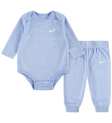 Nike Set Romper l/s/Broek - Fluweel - Kobalt Bliss - Nike - 9 mnd - Rompers Lange Mouw