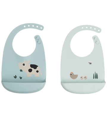 Done by Deer - Silicone - 2-pack - Tiny Farm - Blue - Done by Deer - OneSize - Slabbetjes