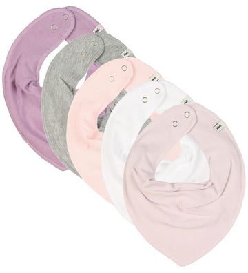 Pippi Kwijlslabbetje - Puntig - 5-pack - Roze/Paars/Wit/Grijs Ge - Pippi Baby - OneSize - Kwijlsjaaltjes
