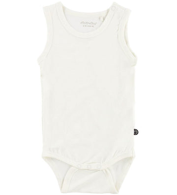 Minymo Romper mouwloos - Bamboe - Wit - Minymo - 62 - Rompers Mouwloos