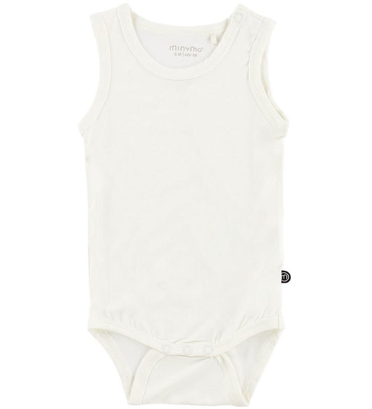 Minymo Romper mouwloos - Bamboe - Wit - Minymo - 62 - Rompers Mouwloos