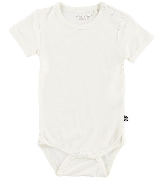 Minymo Romper s/s - Bamboe - Wit - Minymo - 56 - Rompers Korte Mouw