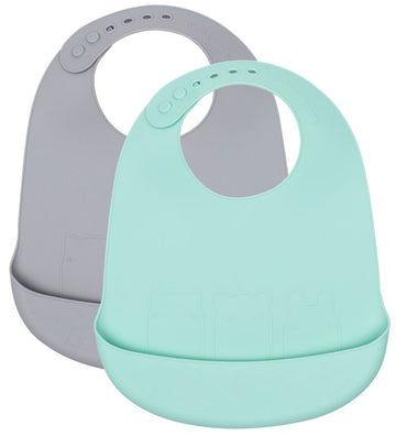 We Might Be Tiny Slabbetjes - 2-pack - Silicone - Mint/Grijs - We Might Be Tiny - OneSize - Slabbetjes