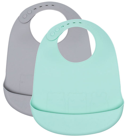 We Might Be Tiny Slabbetjes - 2-pack - Silicone - Mint/Grijs - We Might Be Tiny - OneSize - Slabbetjes