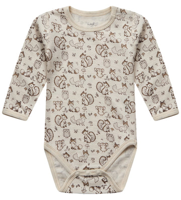 Hust and Claire Romper l/s - Merino Wol - HCBo Woodland - Off Wh - Hust and Claire - 3 jaar (98) - Rompers Lange Mouw