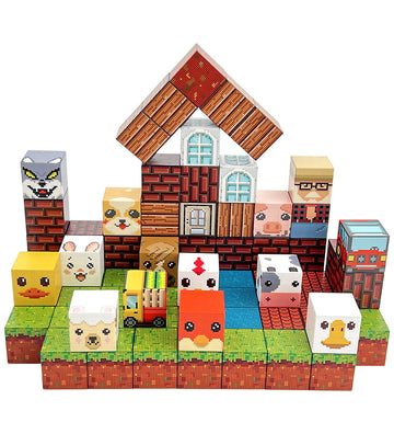 Speelgoed Stad Tilda's magnetische blokken - Boerderij - Toys by Tildas - OneSize - Magnetisch speelgoed