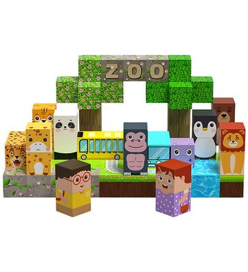 Speelgoed Stad Tilda's magnetische blokken - Zoo - Toys by Tildas - OneSize - Magnetisch speelgoed