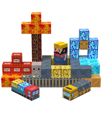 Speelgoed Stad Tilda's magnetische blokken - Mijn - Toys by Tildas - OneSize - Magnetisch speelgoed