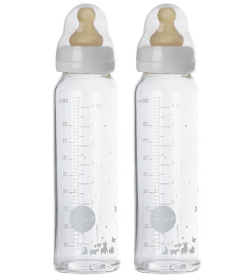 Hevea Babyflesje - 240 ml - 2-pack - Wit/Glas - Hevea - OneSize - Babyflesjes