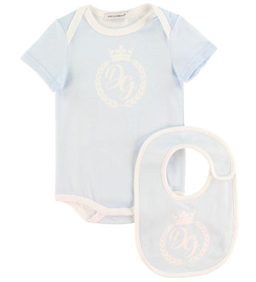 Dolce & Gabbana Cadeaubox - Romper/Babyslabbetje - Lichtblauw - Dolce & Gabbana - 18-24 mnd - Rompers Korte Mouw