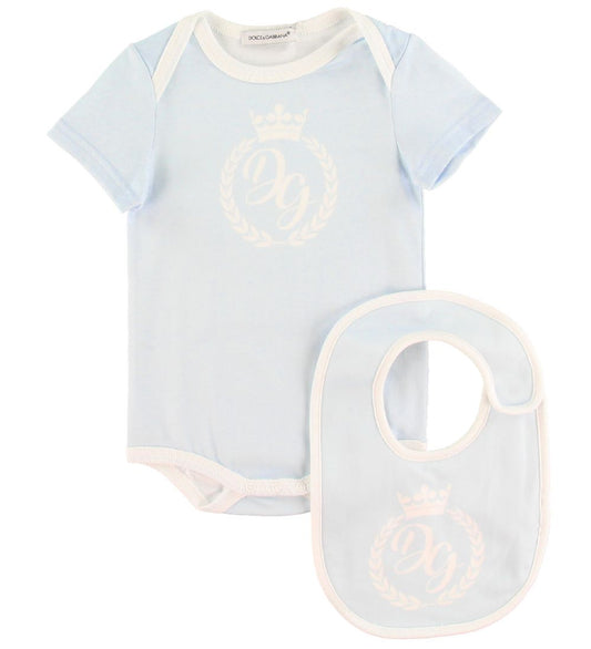Dolce & Gabbana Cadeaubox - Romper/Babyslabbetje - Lichtblauw - Dolce & Gabbana - 18-24 mnd - Rompers Korte Mouw