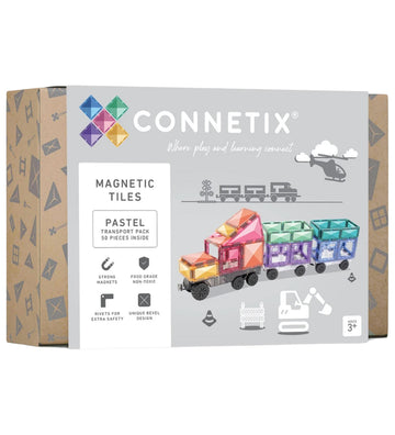 Connetix Magneetset - 50 Onderdelen - Pastel Transport Pak - Connetix - OneSize - Magnetisch speelgoed
