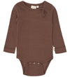 Petit Piao Romper l/s - Rib - PpStone - Chestnut - Petit Piao - 56 - Rompers Lange Mouw