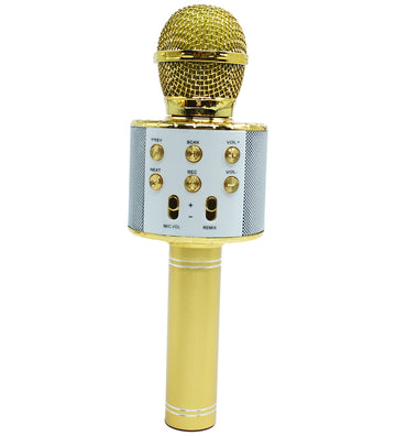 Music Microfoon m. Licht - 23 cm - Draadloos - Goud - Music - OneSize - Muziekinstrumenten