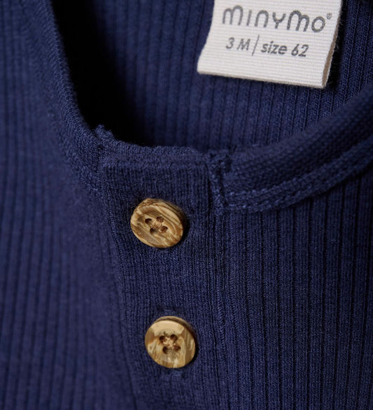 Minymo Romper l/s - Rib - Dark Navy - Minymo - 50 - Rompers Lange Mouw