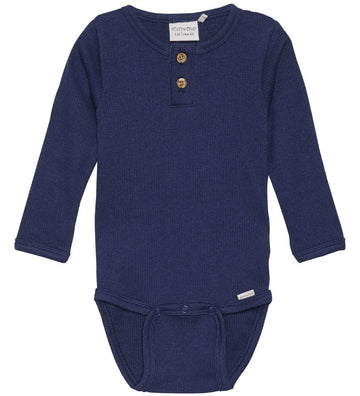 Minymo Romper l/s - Rib - Dark Navy - Minymo - 50 - Rompers Lange Mouw