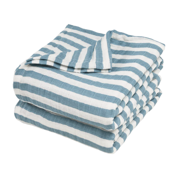 Multidoek Meyco Pre Washed Fat Stripe Jeans Blue 2 Pack