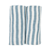 Multidoek Meyco Pre Washed Fat Stripe Jeans Blue 2 Pack