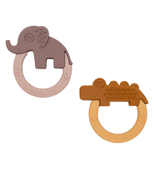 Done by Deer Bijtring - 2-pack - Deer Friends - Paars/Mustard - Done by Deer - OneSize - Bijtringen