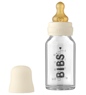 BIBS Babyflesje - Glas - Slow Flow - 110 ml - Natuurlijk Rubber  - BIBS - OneSize - Babyflesjes