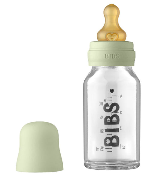BIBS Babyflesje - Glas - Slow Flow - 110 ml - Natuurlijk Rubber  - BIBS - OneSize - Babyflesjes