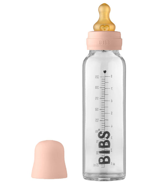 BIBS Babyflesje - Glas - Slow Flow - 225 ml - Natuurlijk Rubber  - BIBS - OneSize - Babyflesjes