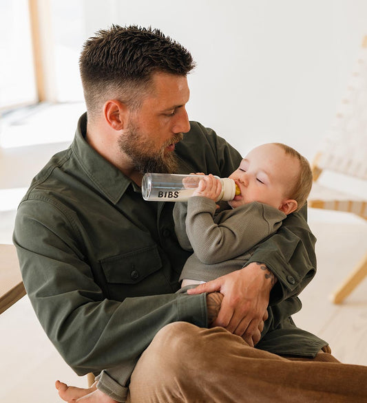 BIBS Babyflesje - Glas - Slow Flow - 225 ml - Natuurlijk Rubber  - BIBS - OneSize - Babyflesjes