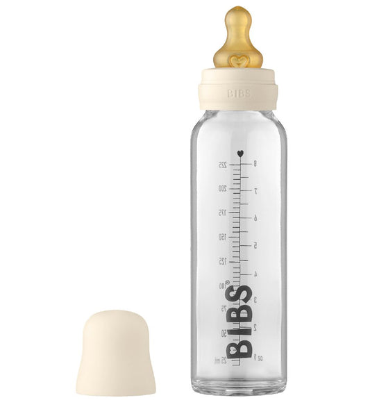 BIBS Babyflesje - Glas - Slow Flow - 225 ml - Natuurlijk Rubber  - BIBS - OneSize - Babyflesjes