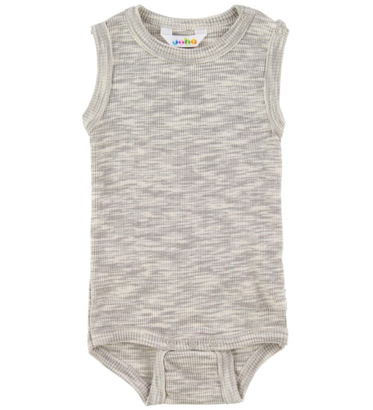 Joha Romper mouwloos - Grijs Gevlekt - Joha - 80 - Rompers Mouwloos