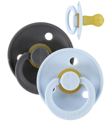 BIBS Colour Fopspenen - Maat 3 - 2-pack - Rond - Iron/Baby Blue - BIBS - 18+ mnd - Fopspenen