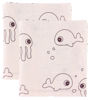 Done by Deer Wikkeldoek - 120x120 - 2 stk - Sea Friends - Poeder - Done by Deer - OneSize - Wikkeldoeken