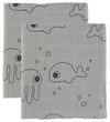 Done by Deer Wikkeldoek - 120x120 - 2 stk - Sea Friends - Grijs - Done by Deer - OneSize - Wikkeldoeken