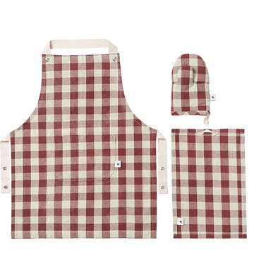 Ferm Living Keukenset - Bothy - 3 Onderdelen - Cinnamon/Grey Gre - Ferm Living - OneSize - Schorten