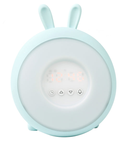 Rabbit & Friends Wekker m. Licht - 20x15x6 cm - Wake Omhoog - Bl - Rabbit & Friends - OneSize - Nachtlampen