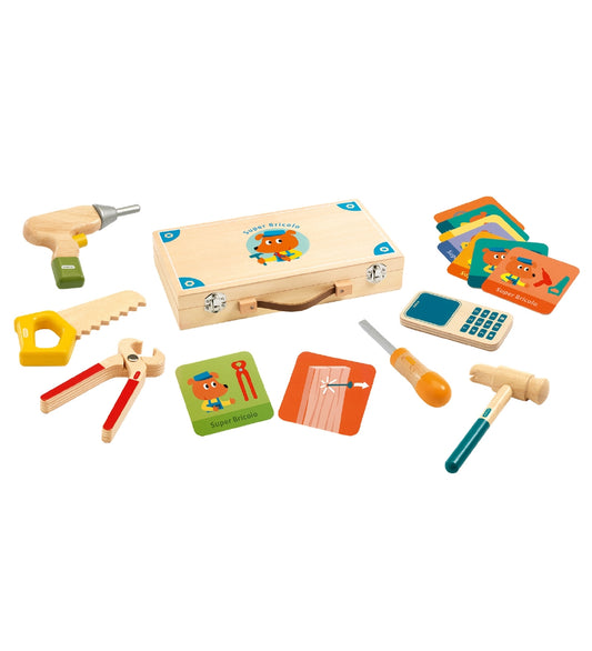 Djeco Gereedschapskist - Hout - Super Bricolo - Klusjesman - Djeco - OneSize - Gereedschap