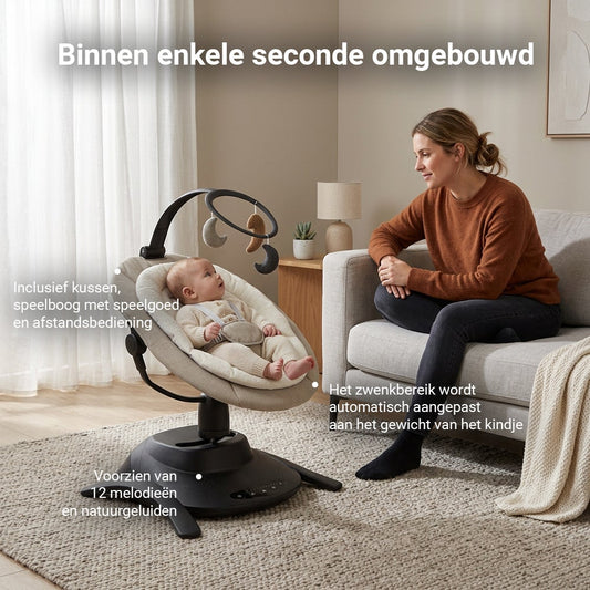 Babyswing en Wieg Novi 2-in-1 Stardust Sand Melange/Black