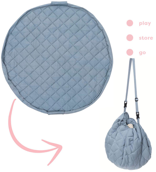 Play&Go Speelmat - Ø120 - Soft Organic - Dusty Blue - Play&Go - OneSize - Speelmaten