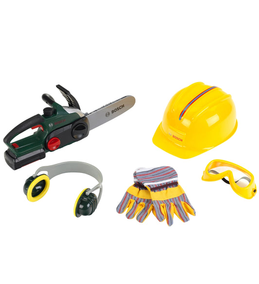 Bosch Mini Kettingzaag m. Accessoires - Speelgoed - Groen/Geel - Bosch Mini - OneSize - Gereedschap