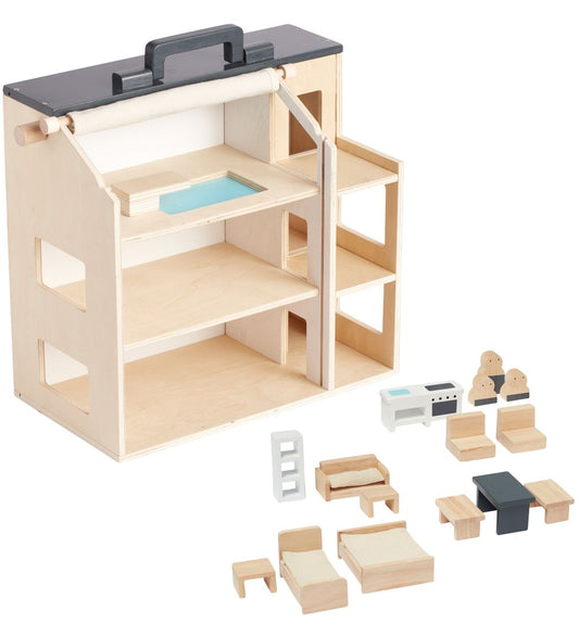 Kids Concept Poppenhuis - Hout - 34x39x19 cm - Aiden - Kids Concept - OneSize - Poppenhuizen