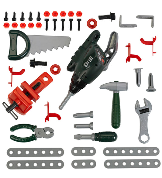 Bosch Mini Werkbank - Speelgoed - 76 cm - Donkergroen/Zilver - Bosch Mini - OneSize - Gereedschap