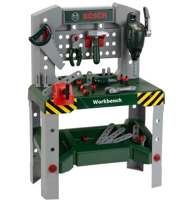 Bosch Mini Werkbank - Speelgoed - 76 cm - Donkergroen/Zilver - Bosch Mini - OneSize - Gereedschap
