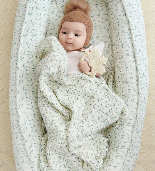 Cam Cam Wikkeldoek - 120x120 - Green Bladeren - Cam Cam - OneSize - Wikkeldoeken
