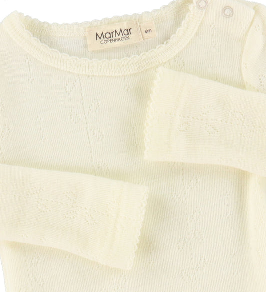 MarMar Romper l/s - Benedikte - Wol - Natural - MarMar - 3 jaar (98) - Rompers Lange Mouw