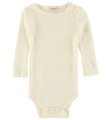 MarMar Romper l/s - Benedikte - Wol - Natural - MarMar - 3 jaar (98) - Rompers Lange Mouw