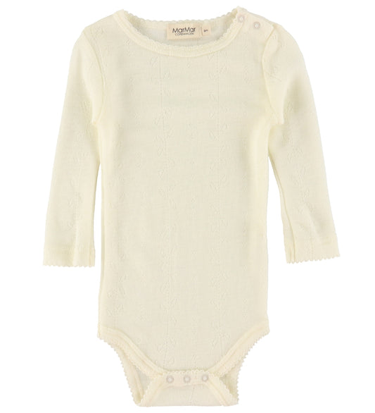 MarMar Romper l/s - Benedikte - Wol - Natural - MarMar - 3 jaar (98) - Rompers Lange Mouw