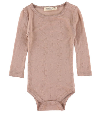 MarMar Romper l/s - Benedikte - Wol - Verbrand Rose - MarMar - 3 jaar (98) - Rompers Lange Mouw